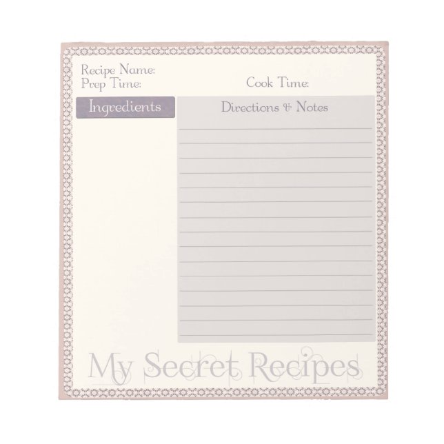 Bloc De Notas Notepad de receta en patrón de círculo malva (Frente)