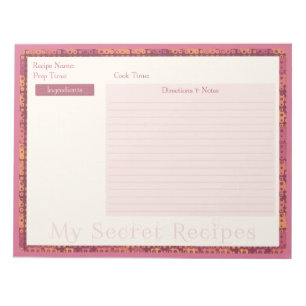 Bloc De Notas Notepad de receta en Retro de otoño
