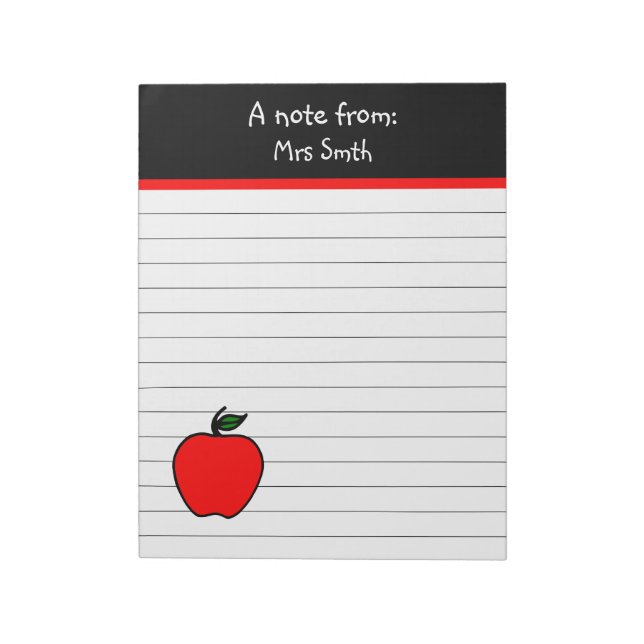 Bloc De Notas Notepad de regalo de Apple School para profesor pe (Lado Izquierdo)