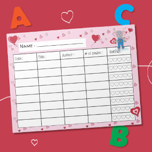 Bloc De Notas Notepad de registro de lectura de niños de febrero