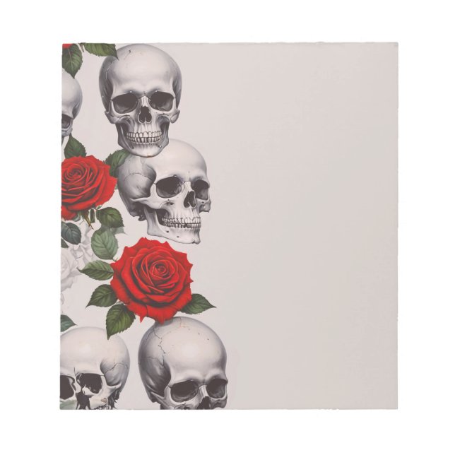 Bloc De Notas Notepad de Rosas de Skulls (Frente)