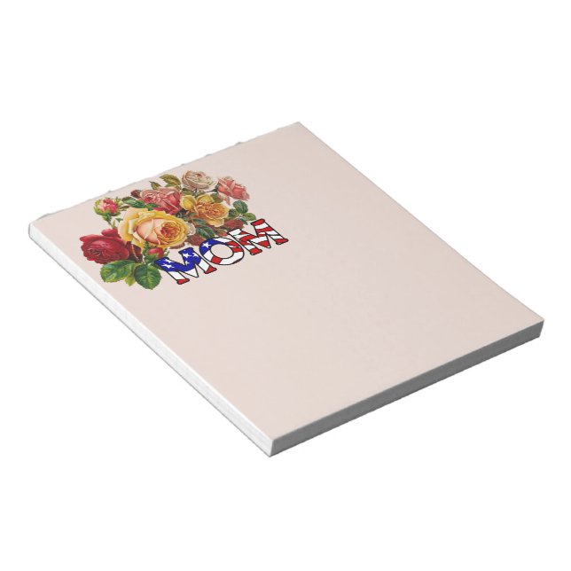 Bloc De Notas Notepad de Rosas y mamá patriótica (Lado Derecho)