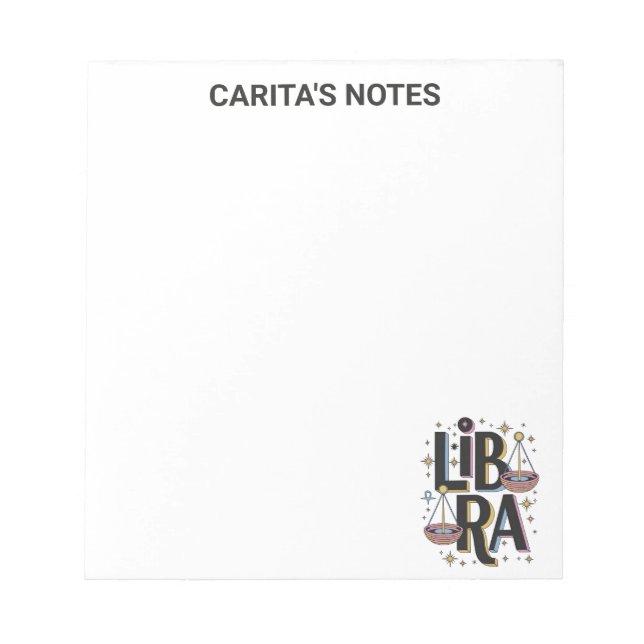 Bloc De Notas Notepad de Rótulo Libra Zodiac personalizado (Frente)