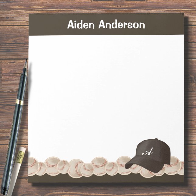 Bloc De Notas Notepad de sombrero de béisbol monograma negro (Subido por el creador)