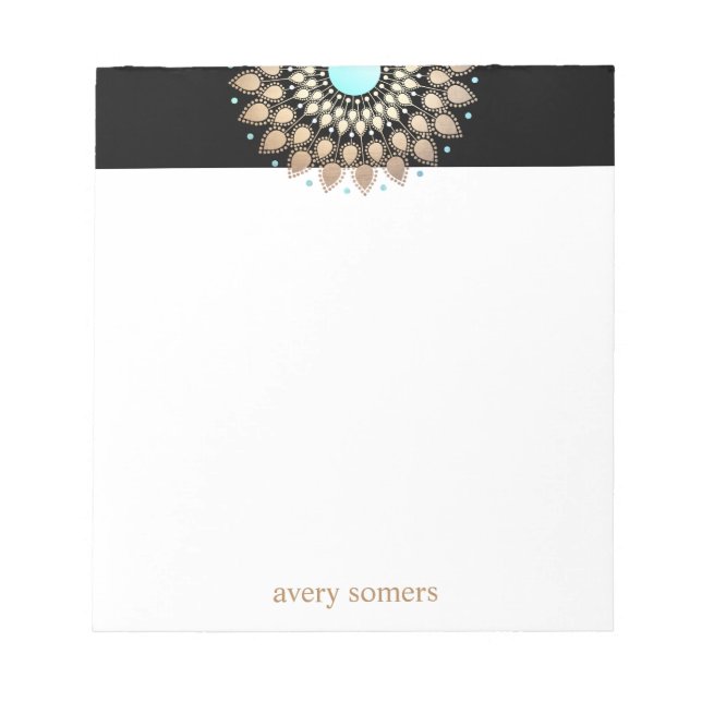 Bloc De Notas Notepad de terapeuta de salud Gold Lotus Mandala (Frente)