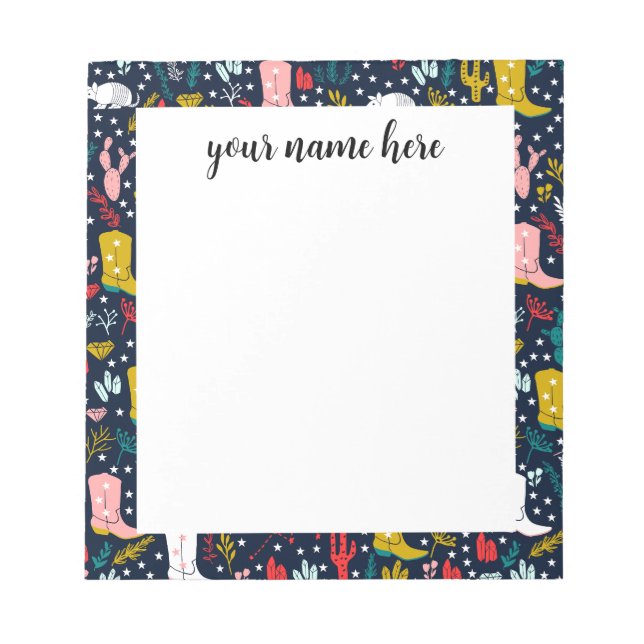 Bloc De Notas Notepad de vaca occidental personalizada (Frente)