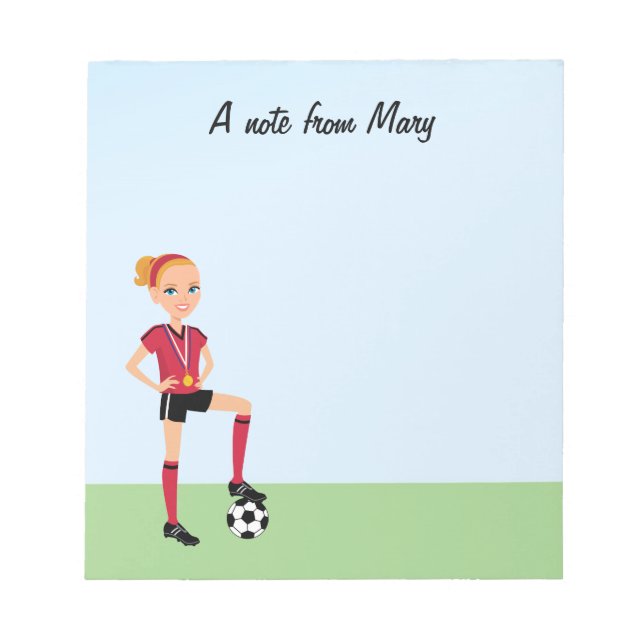 Bloc De Notas Notepad del jugador de fútbol chica personalizado (Frente)