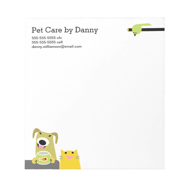 Bloc De Notas Notepad del mascota Sitter (Frente)