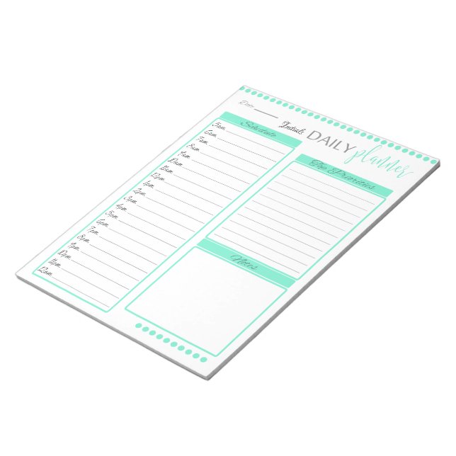 Bloc De Notas Notepad del Personalizado de Planner de Cute Green (Lado Derecho)