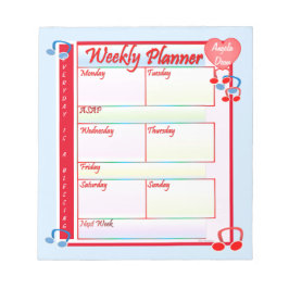 Bloc De Notas Notepad del personalizado Melody Weekly Planner