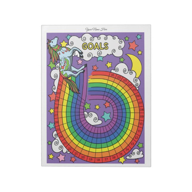 Bloc De Notas Notepad del Personalizado Unicorn Habit Tracker (Lado Izquierdo)