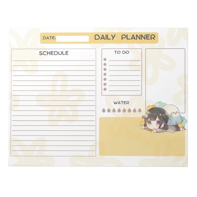 Bloc De Notas Notepad del planificador diario Anime Chica (Frente)