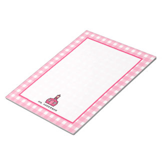 Bloc De Notas Notepad del profesor Pink Gingham