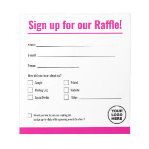 Bloc De Notas Notepad editable Raffle Rótulo arriba