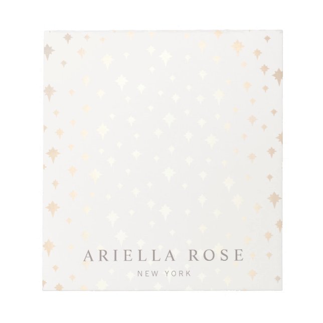 Bloc De Notas Notepad elegante de patrón de estrellas de oro de  (Frente)