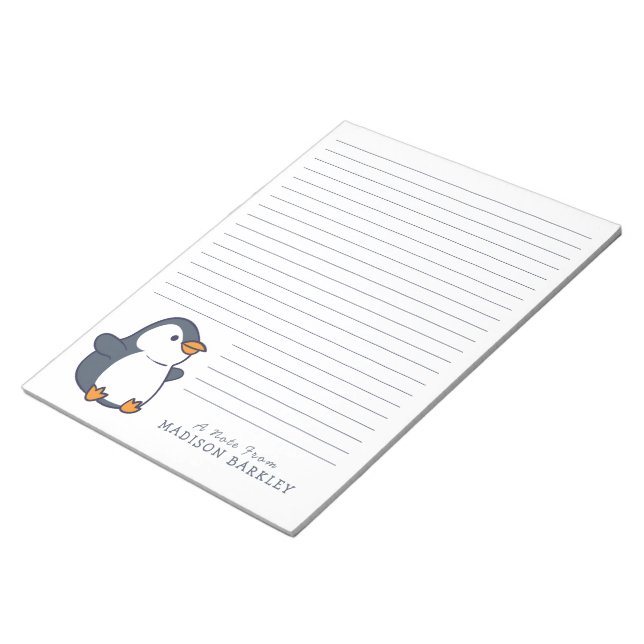 Bloc De Notas Notepad estatista personal de niños pingüinos (Lado Derecho)