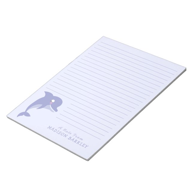 Bloc De Notas Notepad estatista personal del niño delfín Cute (Lado Derecho)