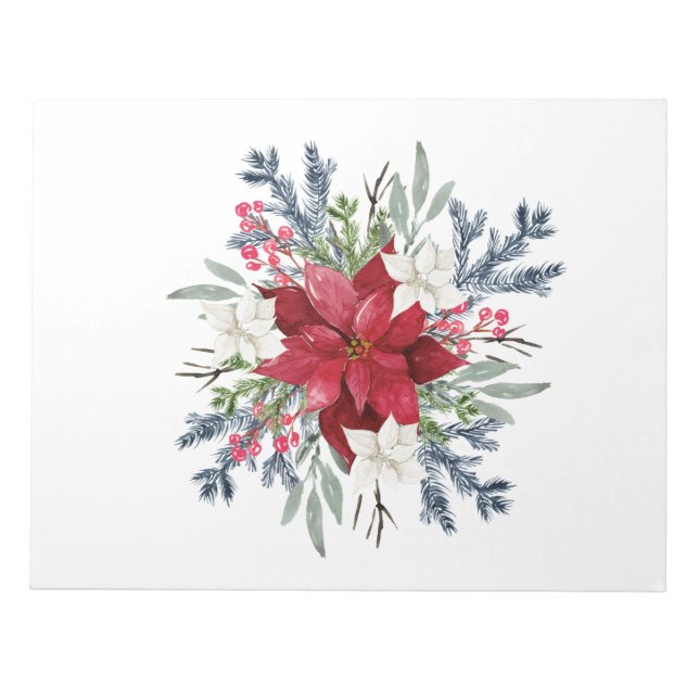 Bloc De Notas Notepad festivo de Poinsettia (Frente)