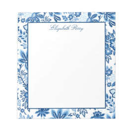 Bloc De Notas Notepad floral azul y blanco clásico