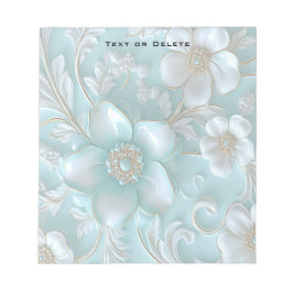 Bloc De Notas Notepad floral blanca verde azulada
