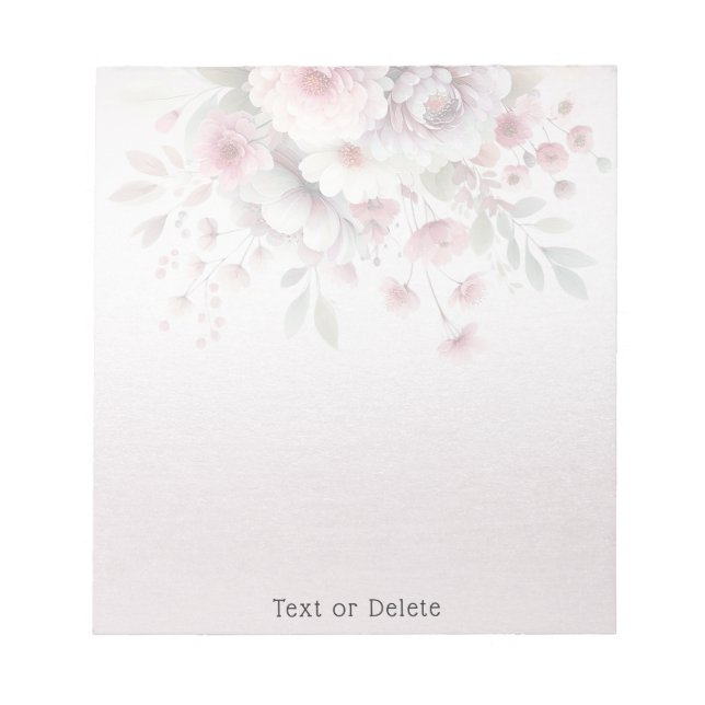 Bloc De Notas Notepad floral blanco rosado moderno (Frente)