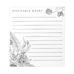 Bloc De Notas Notepad floral curtido personalizado