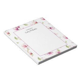 Bloc De Notas Notepad floral de magnolia rosa personalizada
