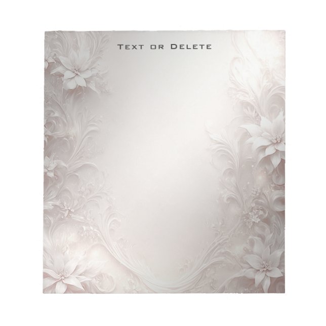 Bloc De Notas Notepad floral de marfil blanco (Frente)
