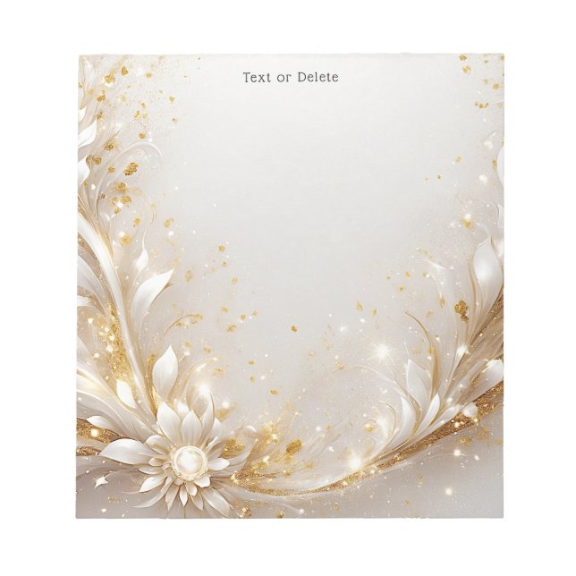 Bloc De Notas Notepad floral de oro blanco (Frente)