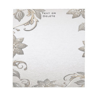 Bloc De Notas Notepad floral de oro plateado