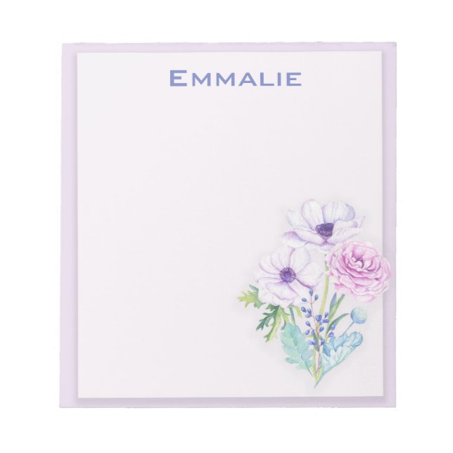 Bloc De Notas Notepad floral Purple / Lavender personalizado (Frente)