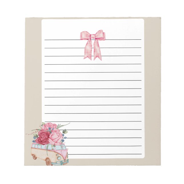 Bloc De Notas Notepad Floral Retro Van Lined (Frente)