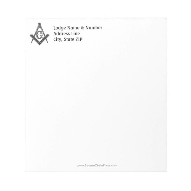 Bloc De Notas Notepad masonic Lodge con estilo vintage (Frente)