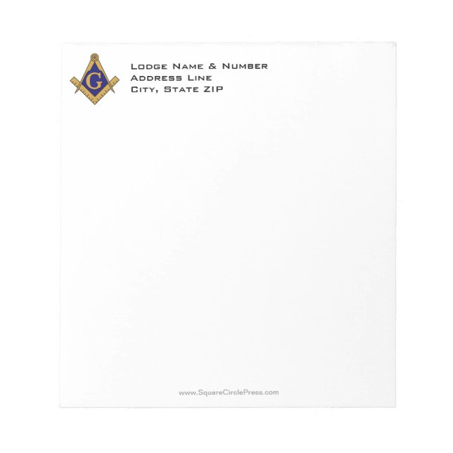 Bloc De Notas Notepad Masonic Lodge de estilo moderno (Frente)