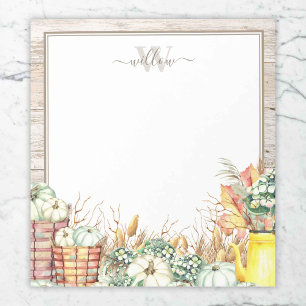 Bloc De Notas Notepad monogramado de la cosecha de otoño