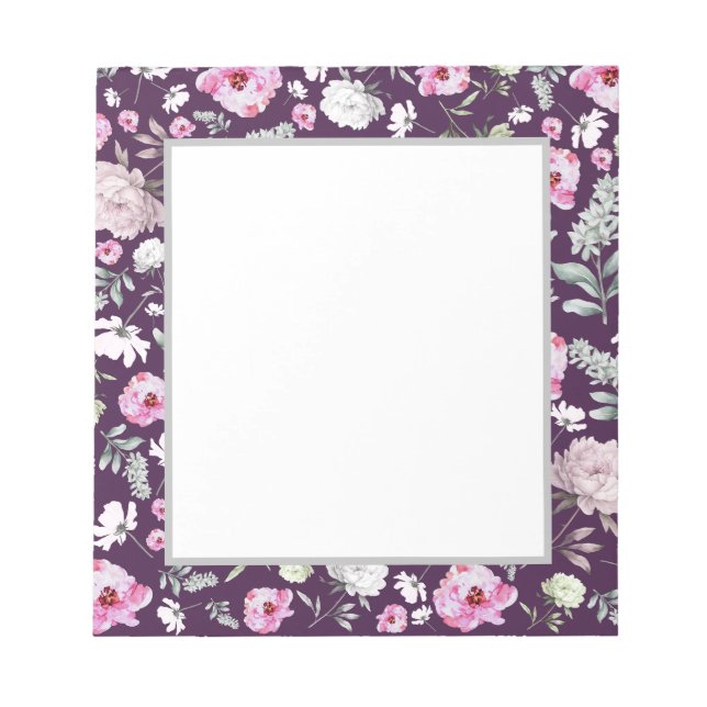 Bloc De Notas Notepad morado floral (Frente)