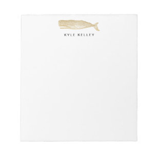 Bloc De Notas Notepad Nautical Personalizado, Ballena de Oro