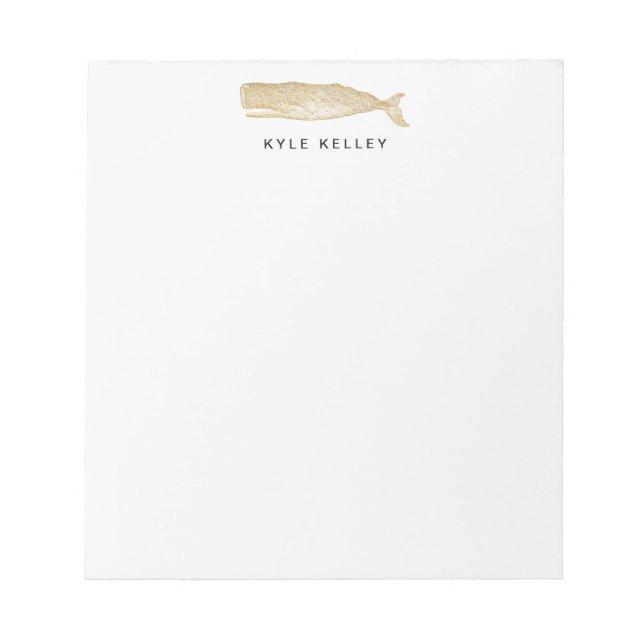 Bloc De Notas Notepad Nautical Personalizado, Ballena de Oro (Frente)