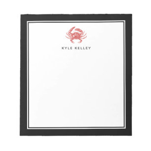 Bloc De Notas Notepad Nautical Personalizado, Cangrejo Negro Roj