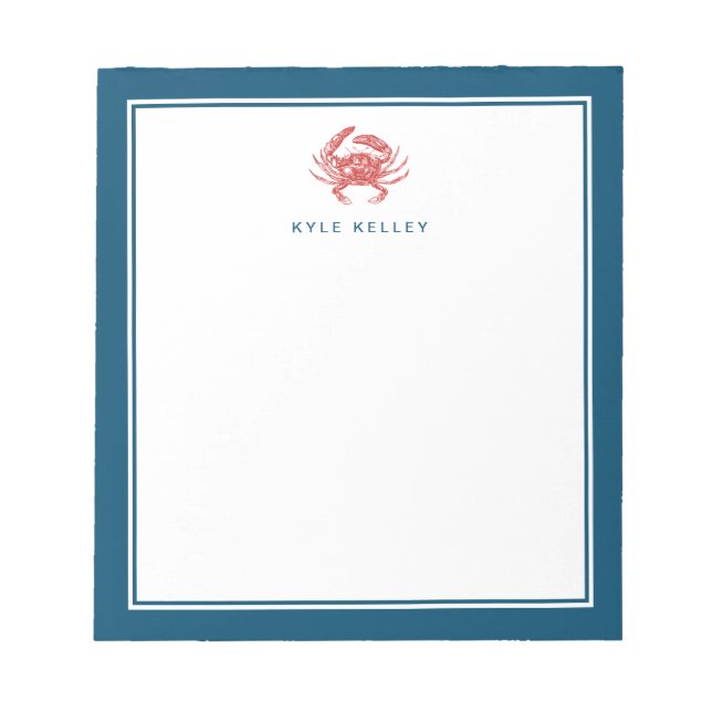 Bloc De Notas Notepad Nautical Personalizado, Cangrejo Rojo (Frente)
