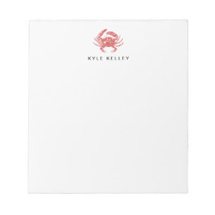 Bloc De Notas Notepad Nautical Personalizado, Cangrejo Rojo