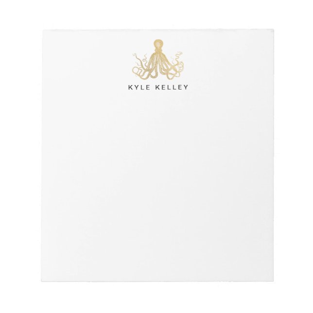 Bloc De Notas Notepad Nautical Personalizado, Octocpus De Oro (Frente)