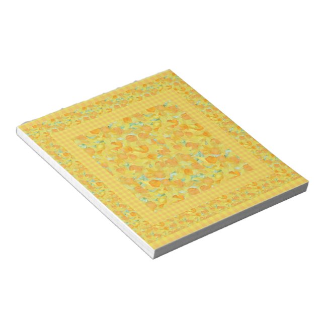 Bloc De Notas Notepad o Jotter, Golden Daffodils, Check Gingham (Lado Derecho)