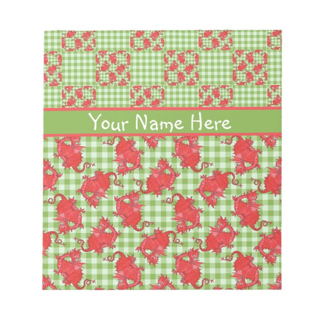 Bloc De Notas Notepad o Jotter para personalizar: Dragones rojos (Frente)
