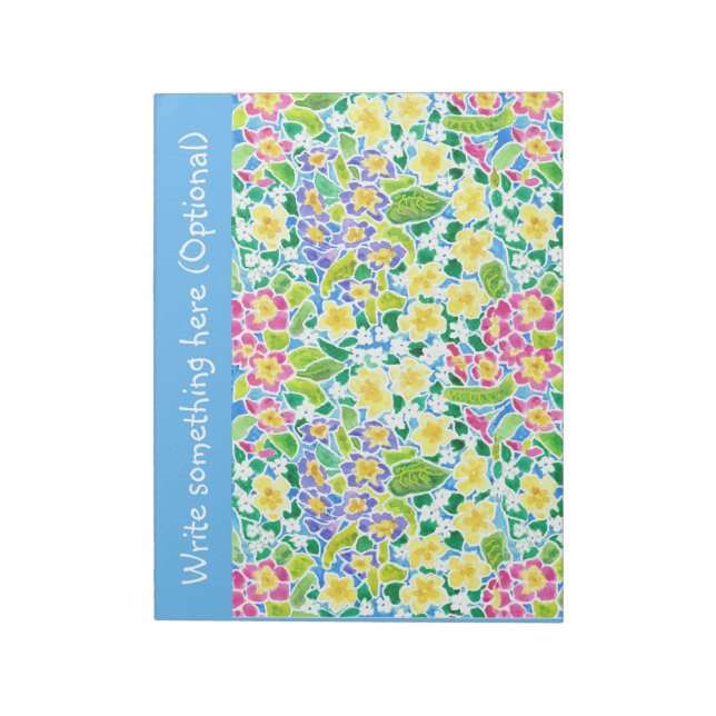 Bloc De Notas Notepad o Jotter personalizado, Primroses, azul ci (Lado Izquierdo)