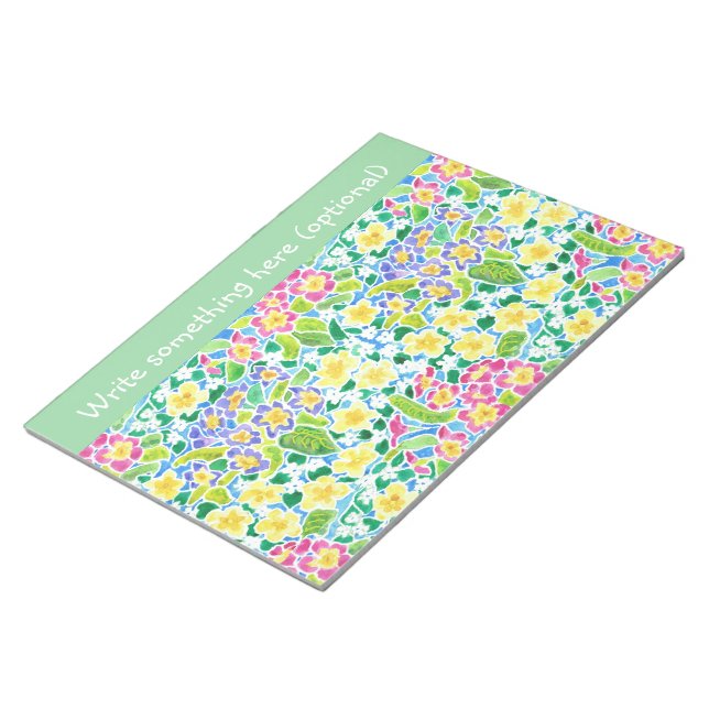 Bloc De Notas Notepad o Jotter personalizado, Primroses, verde m (Lado Derecho)