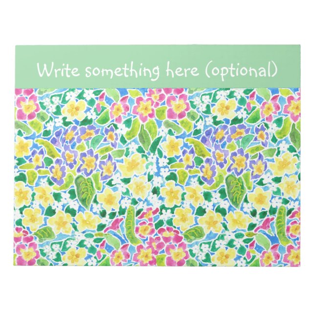 Bloc De Notas Notepad o Jotter personalizado, Primroses, verde m (Frente)