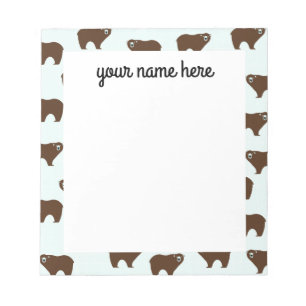 Bloc De Notas Notepad para niños de oso marrón personalizado