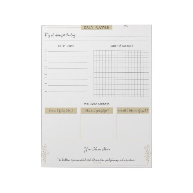 Bloc De Notas Notepad para Wellness, Personalizado de planificac (Lado Izquierdo)