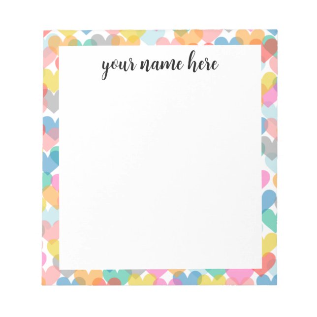 Bloc De Notas Notepad personalizada de corazón arcoiris (Frente)
